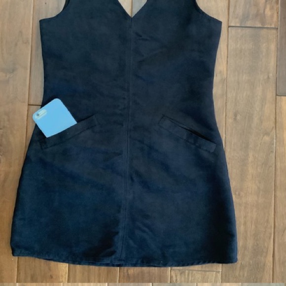 🌻 Suede Nordstrom 5/48 faux leather black jumper mini dress - Picture 3 of 14